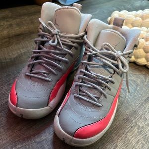 Grey & Pink Jordan 12 Retros Kids Size 6.5 Youth